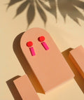 Mini Sticks Statement Ohrringe in Feuerrot & Pink