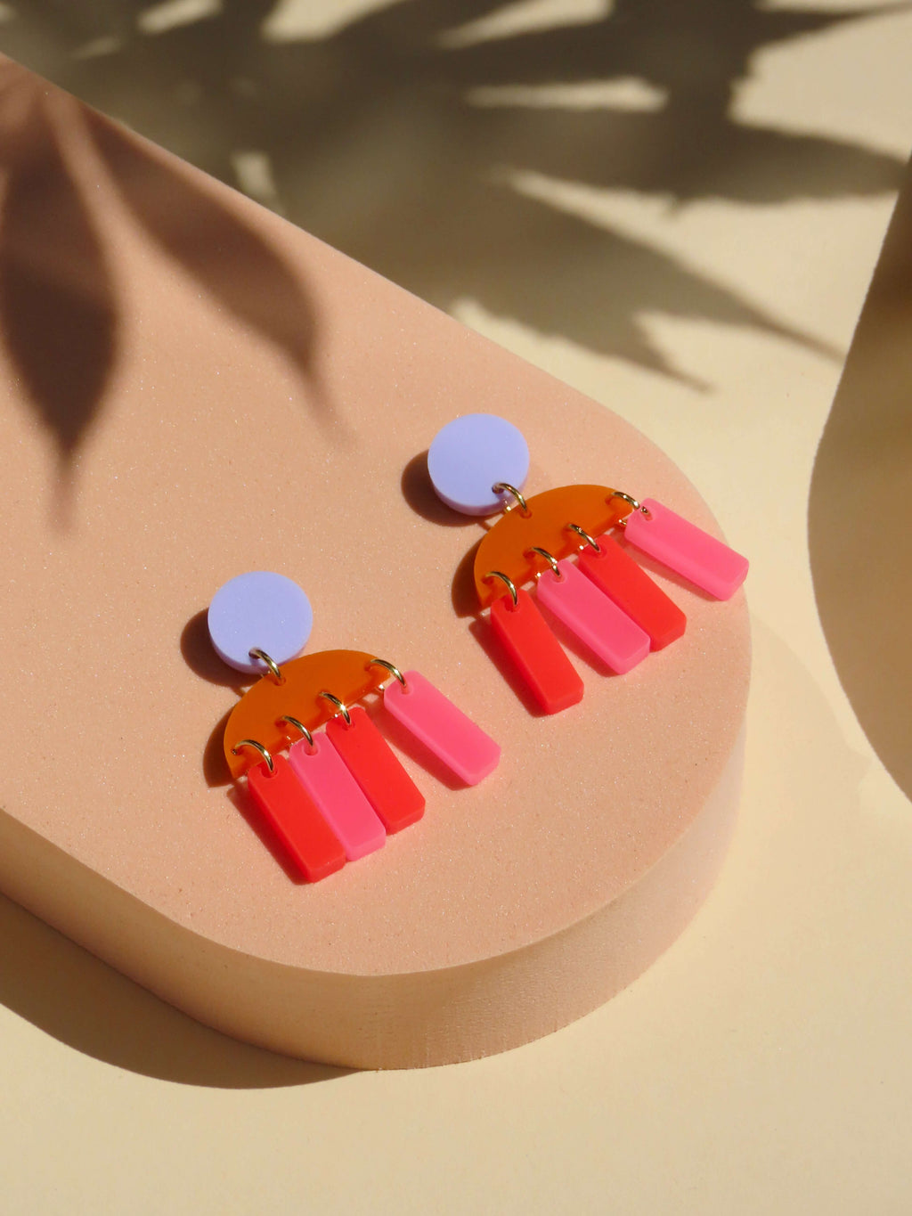 Stripes Statement Ohrringe in  Pink & Feuerrot