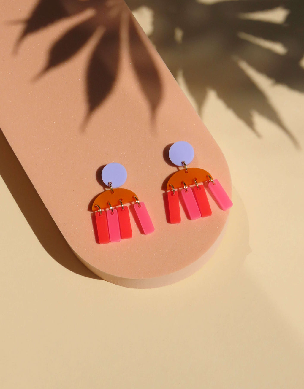 Stripes Statement Ohrringe in  Pink & Feuerrot