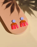 Stripes Statement Ohrringe in  Pink & Feuerrot