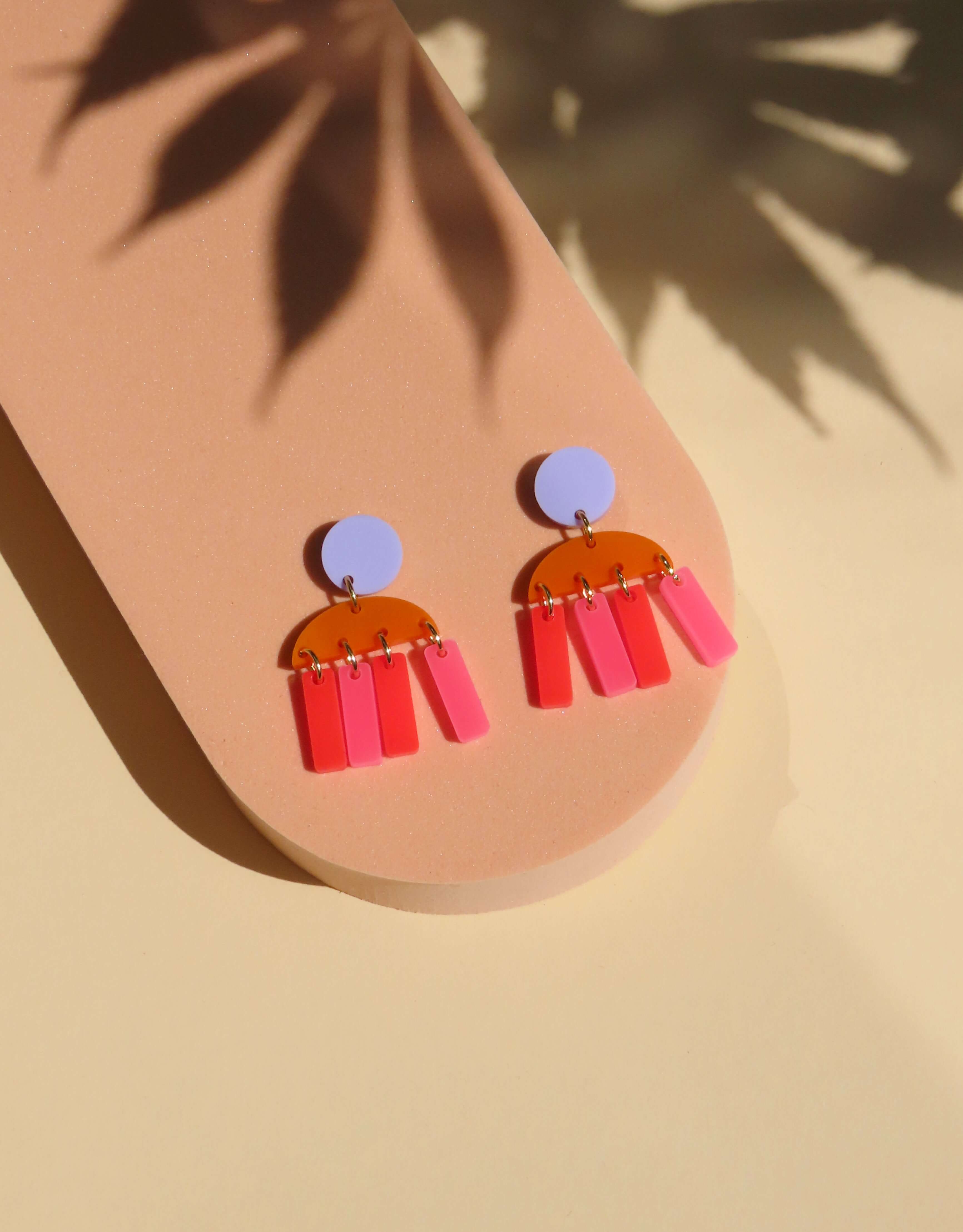 Stripes Statement Ohrringe in  Pink & Feuerrot